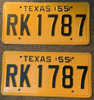 1955 Texas - License Plate - Restored - Rk 1787