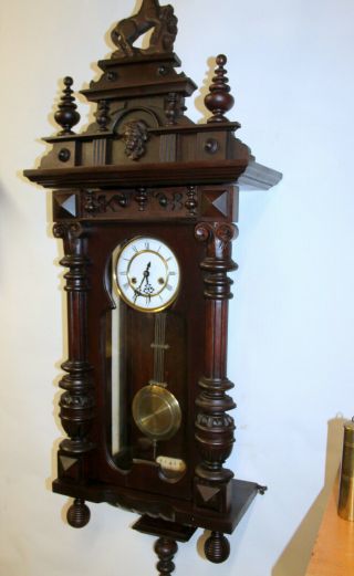 Antique Wall Clock Chime Clock Regulator 19th Century Gustav Becker Silesia