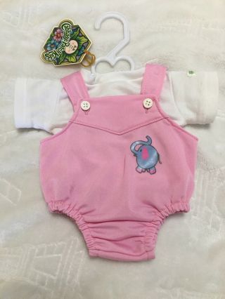 Authentic Vintage Cabbage Patch Kids Clothes Doll Outfit Overalls Elephant Pink