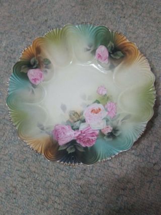 Antique Rs Prussia Pink Roses Gold Trim Red Mark Bowl Vintage Flowers