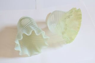 Antique Swirl Glass Ruffled Light Shade Vaseline Glass | Victorian Lighting Deco