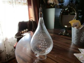 Vintage Etched Glass Wine Aerator Decanter Dispenser Replacement Grape Design
