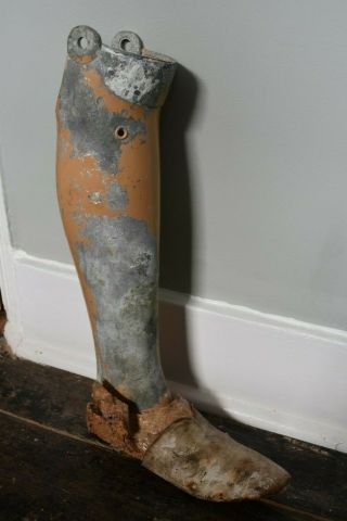 Rare Ww1 Wwi World War 1 Soldier Prosthetic Artificial Fake Leg Metal And Wood