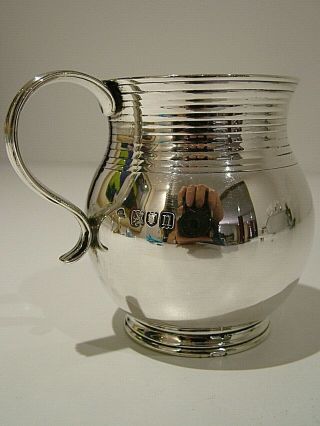 Chunky Hm1908 Antique Solid Silver Christening Mug Tankard Cup Edwardian 279