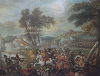 Fine Signed Antique Old Master School Oil Painting Battle Scene - William Iii ?