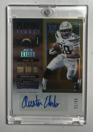 Austin Ekeler 2017 Panini Contenders Rookie Ticket Auto Rc Sp Chargers 32/99