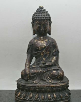 Workmanship Antique Chinese Gilded Bronze Buddha Statue C1820s