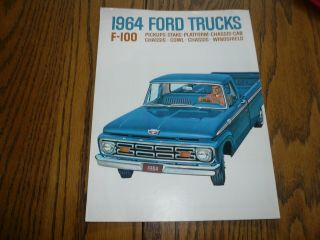 1964 Ford Trucks F - 100 Pickups Stake Platform Chassis Sales Brochure - Vintage