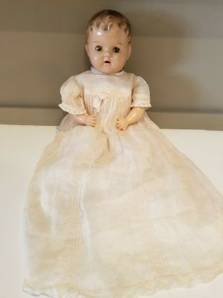 Vintage 21” Composition Head Legs Arms Cloth Body Baby Doll Sleepy Eyes Antique