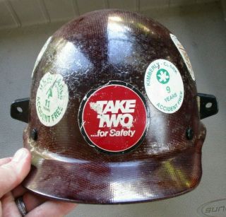 Vintage MSA Skullguard Fiber glass Hard Hat Miner ' s Safety Helmet w/ Suspension 2
