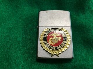 Vintage Zippo Lighter With " Us Marine Corps Seal "