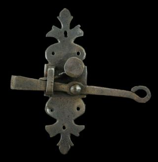 Antique French 18th.  C Wrought Iron Door Latch Shutters Lock Bolt