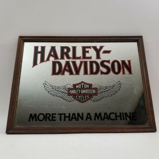 Vintage Harley Davidson Wall Mirror W/ Logo Man Cave Bar Garage Decor