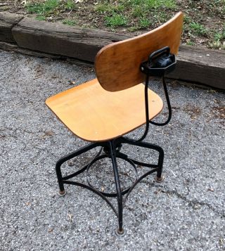 Vintage Uhl Toledo Drafting Stool Chair Height Adjusts Swivels Industrial