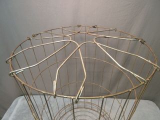Antique Wire Laundry Basket - vintage folding hamper farmhouse rustic decor 3