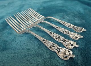 Four Mixed Floral Series No.  5 By Watson Newell 6 3/8 " Tea Forks No Mono
