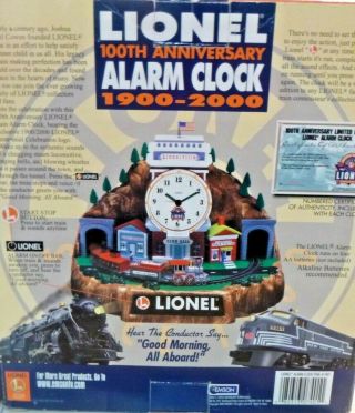 Lionel 100th Anniversary Animated Talking Train Alarm Clock w/ Box & Papers 3
