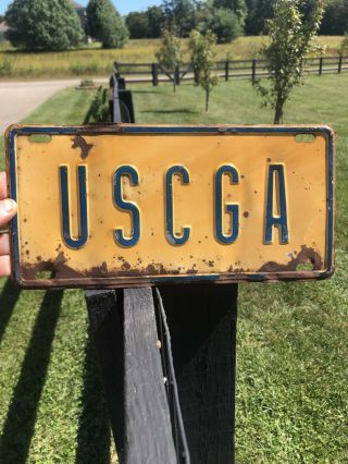Very Rare.  Uscga.  Us Coast Guard Academy License Plate Metal.  Ship.  Military