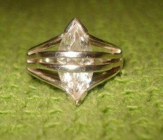 Art Deco Vintage Diamond Gem Set Silver Ring Size O 1/2 6.  4 Gr Stamped