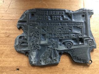 Vintage Metal Printing Press Stamp Ink Plate Advert General Store Pick Up Truck