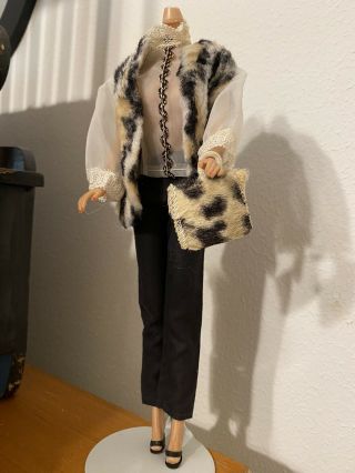 Vintage Barbie Doll Clone Outfit - Black /leopard Japan 1960’s