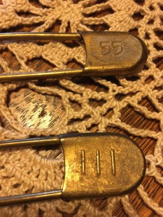 Duo Of Vintage Military Surplus Large 5 " Safety Laundry Blanket Kilt Pins
