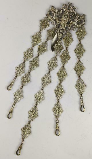 Fine Edwardian Silver Plate 5 Chain Chatelaine C1910