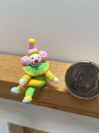 Dollhouse Miniature Artisan Colorful Sitting Clown 1:12