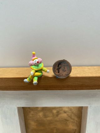 dollhouse miniature artisan colorful sitting clown 1:12 2