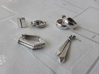 5 Lovely Pairs Of Sterling Silver 925 Vintage Earrings