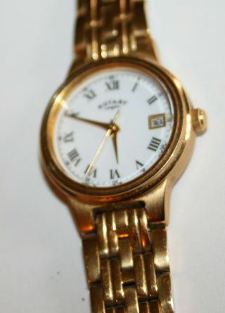 Rotary Vintage Ladies Quartz Wrist Watch Gold Coloured Strap Work