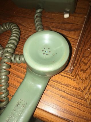 Vintage Rotary Dial Wall Phone Green Bell System 3