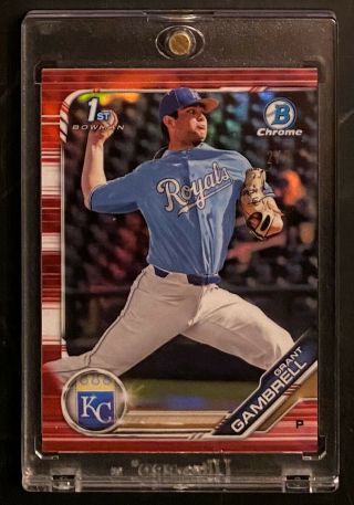 2019 Bowman Chrome /5 Grant Gambrell Rookie Rc Red Refractor Kansas City Royals
