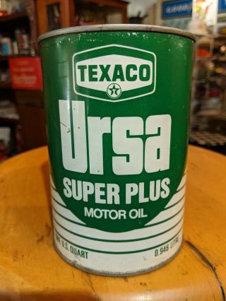 Vintage Texaco Ursa Plus Motor Oil 1 Quart All Metal Can