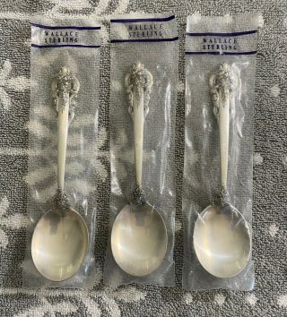 Wallace Grande Baroque Sterling Round Bowl Soup Spoons,  Set Of 3