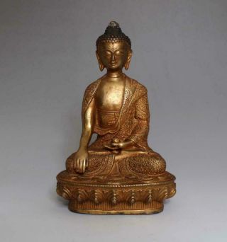 20cm Fine Antique Chinese Bronze Gilding Statue Buddha
