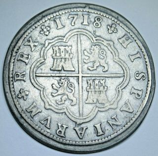 1718 Spanish Silver 2 Reales Antique 1700 
