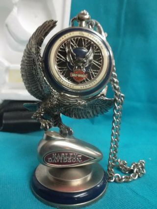 Franklin Harley Davidson Heritage Springer Softtail Pocket Watch With Stand