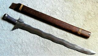 Antique Moro Kris Sword With Scabbard