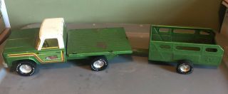 Vintage Nylint Farms Pressed Steel Livestock Farm Truck With Trailer