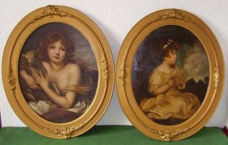 Antique Oil Paintings Pair Portraits Children Attractive Oval Gilt Frames C 1890