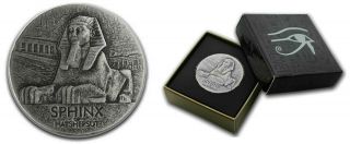 2019 Silver 5 Oz.  999 Fine Egypt Relic Spinx Of Hatsheput Chad Antique Coin