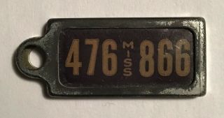 Very Rare Htf 1944 Mississippi Dav Miniature Keychain License Plate Tag