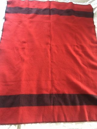 Vintage Hudson Bay Style 100 Wool Trapper Blanket 64x50”preowned Red Black