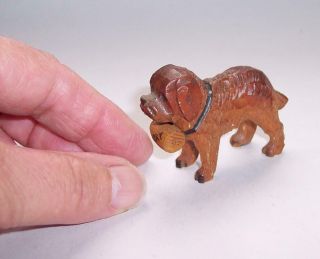 Antique Vintage Miniature BLACK FOREST Hand Carved WOODEN ST BERNARD DOG Figure 2
