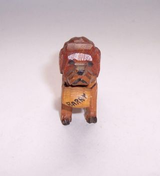 Antique Vintage Miniature BLACK FOREST Hand Carved WOODEN ST BERNARD DOG Figure 3