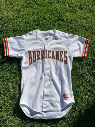 Vintage Rawlings Miami Hurricanes Baseball Jersey 40 Medium