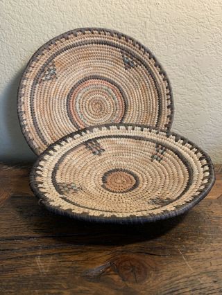 Vintage Set Of 2 Handmade Southwest Style Baskets