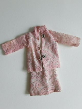 Vtg Barbie Doll Pink Lace Mod Shillman Skirt Suit Fits Wendy Suzette Lilli