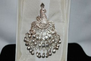 Vintage - 925 Silver - Peacock - Pin/pendant - Openwork